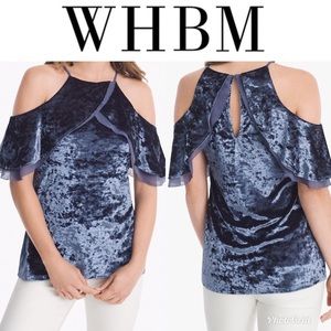 NWT WHBM Short Sleeve Cold Shoulder Velvet Flo…